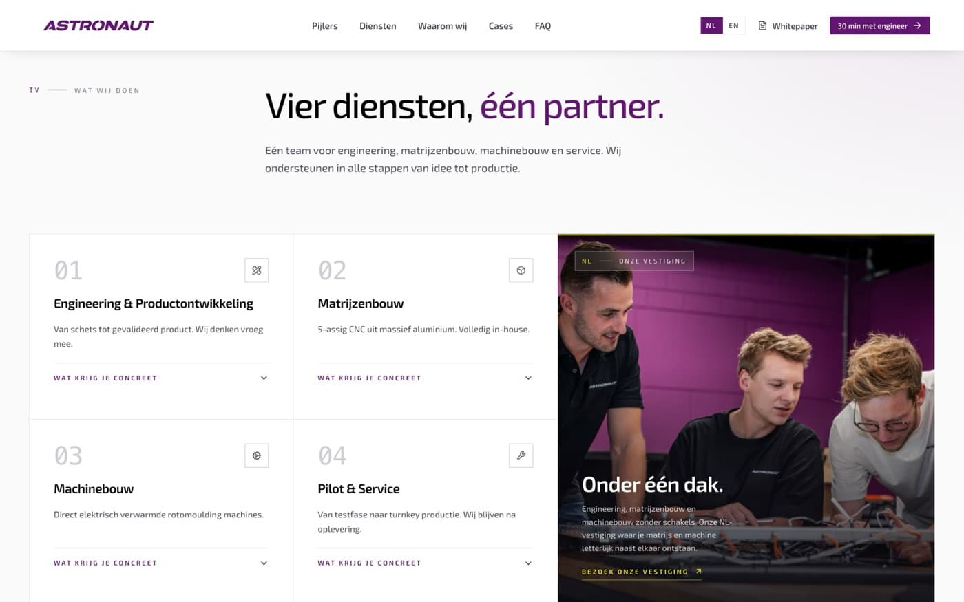 Sectie uit de website van Astronaut Machines