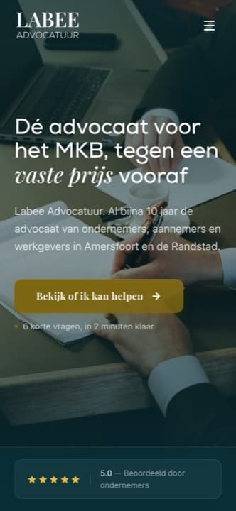 Mobiele website van Labee Advocatuur