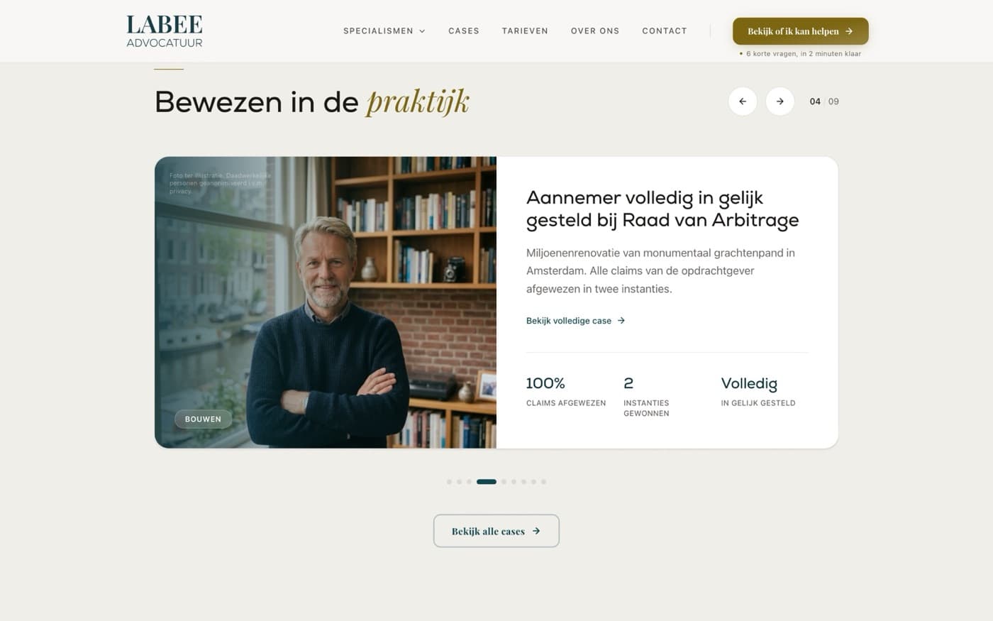 Sectie uit de website van Labee Advocatuur