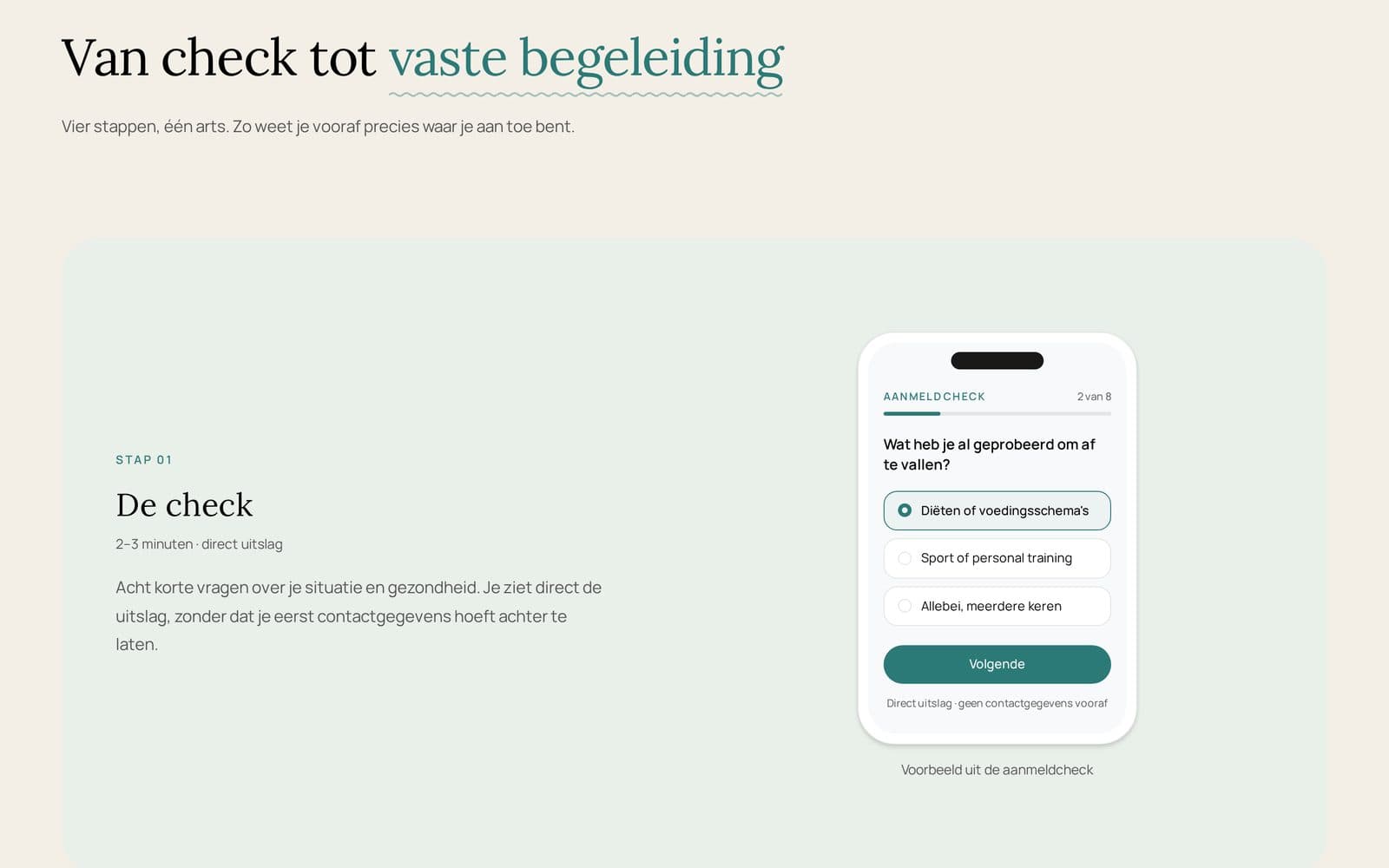 Sectie uit de website van Qlinic
